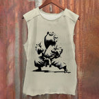 Vintage Kungfu Capybara Samurai Washed Tank Top