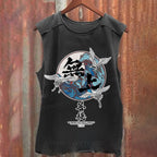 Vintage Japanese Art Wave Washed Tank Top