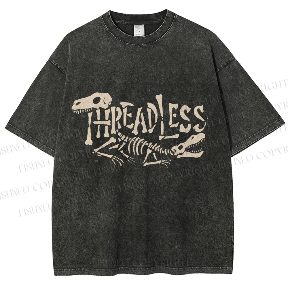 Unisex Bones Threadless Printed Washed Tee