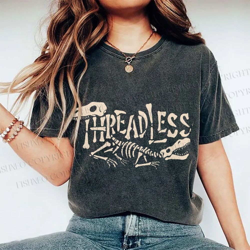 Unisex Bones Threadless Printed Washed Tee