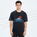 Unisex Japanese Art Mount Fuji Printed Washed Tee