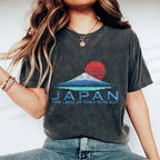 Unisex Japanese Art Mount Fuji Printed Washed Tee