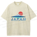 Unisex Japanese Art Mount Fuji Printed Washed Tee
