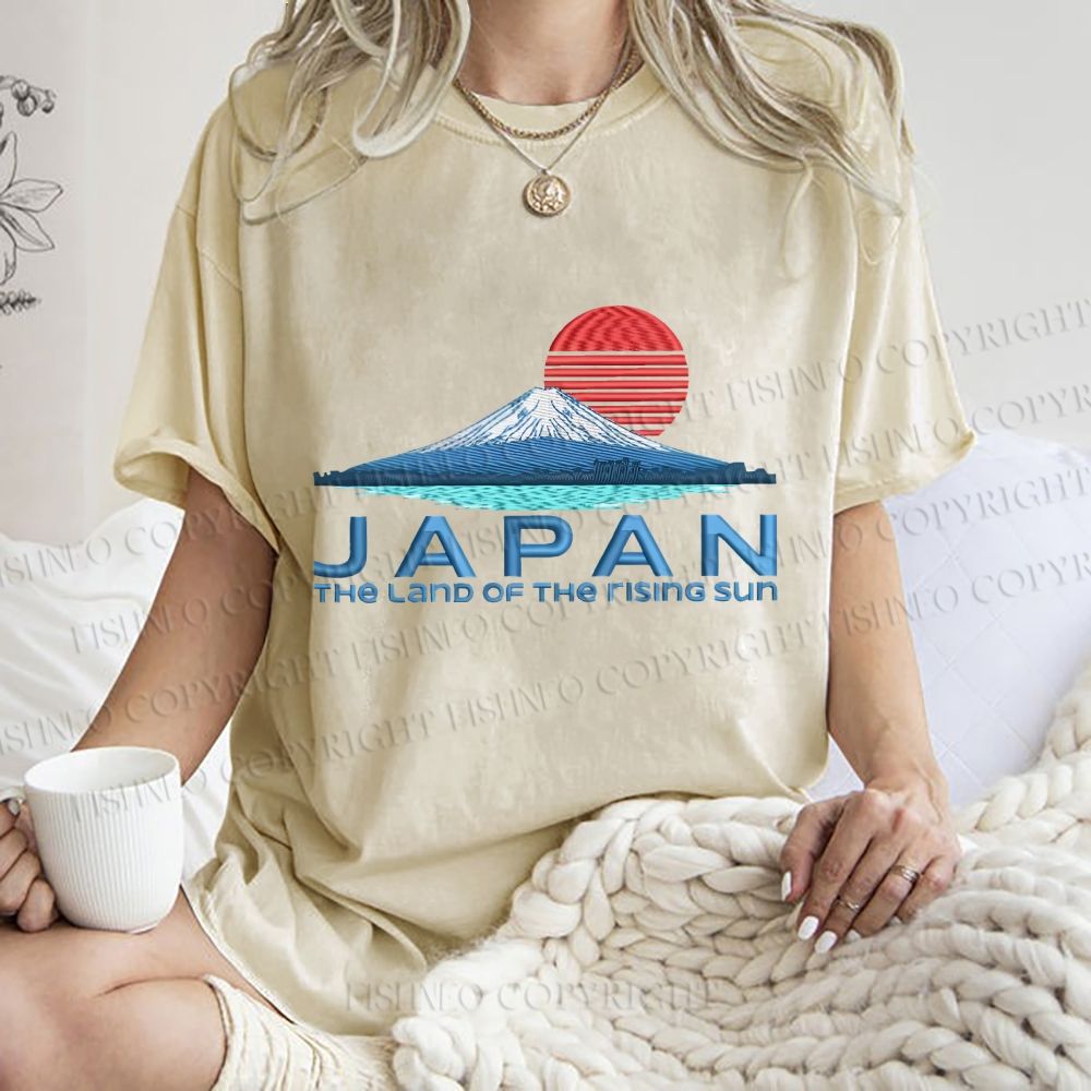 Unisex Japanese Art Mount Fuji Printed Washed Tee