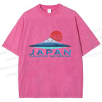 Unisex Japanese Art Mount Fuji Printed Washed Tee