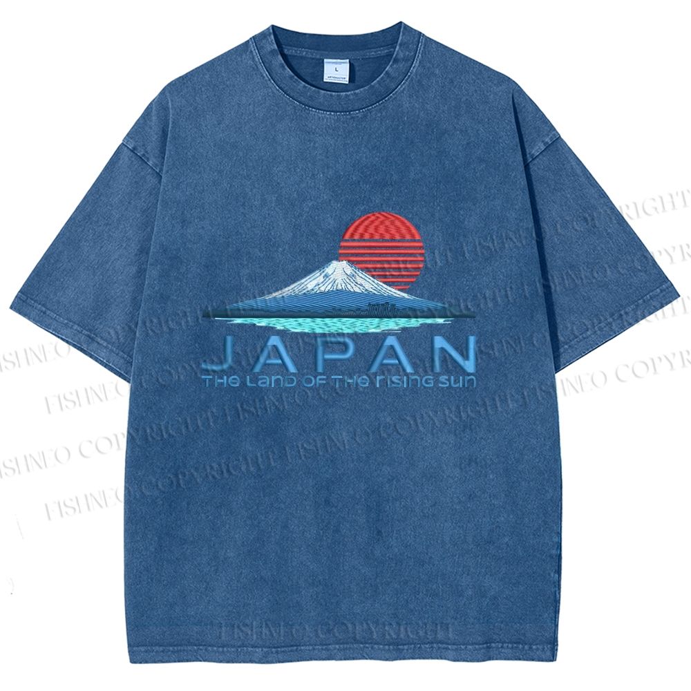 Unisex Japanese Art Mount Fuji Printed Washed Tee