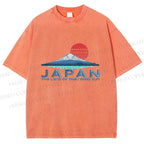 Unisex Japanese Art Mount Fuji Printed Washed Tee