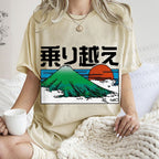 Unisex Japanese Art Mount Fuji Printed Washed Tee