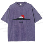 Unisex Japanese Art Mount Fuji Printed Washed Tee