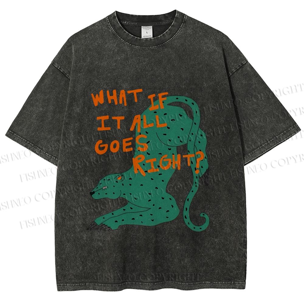 Unisex What if it all goes right Vintage Leopard Printed Washed Tee