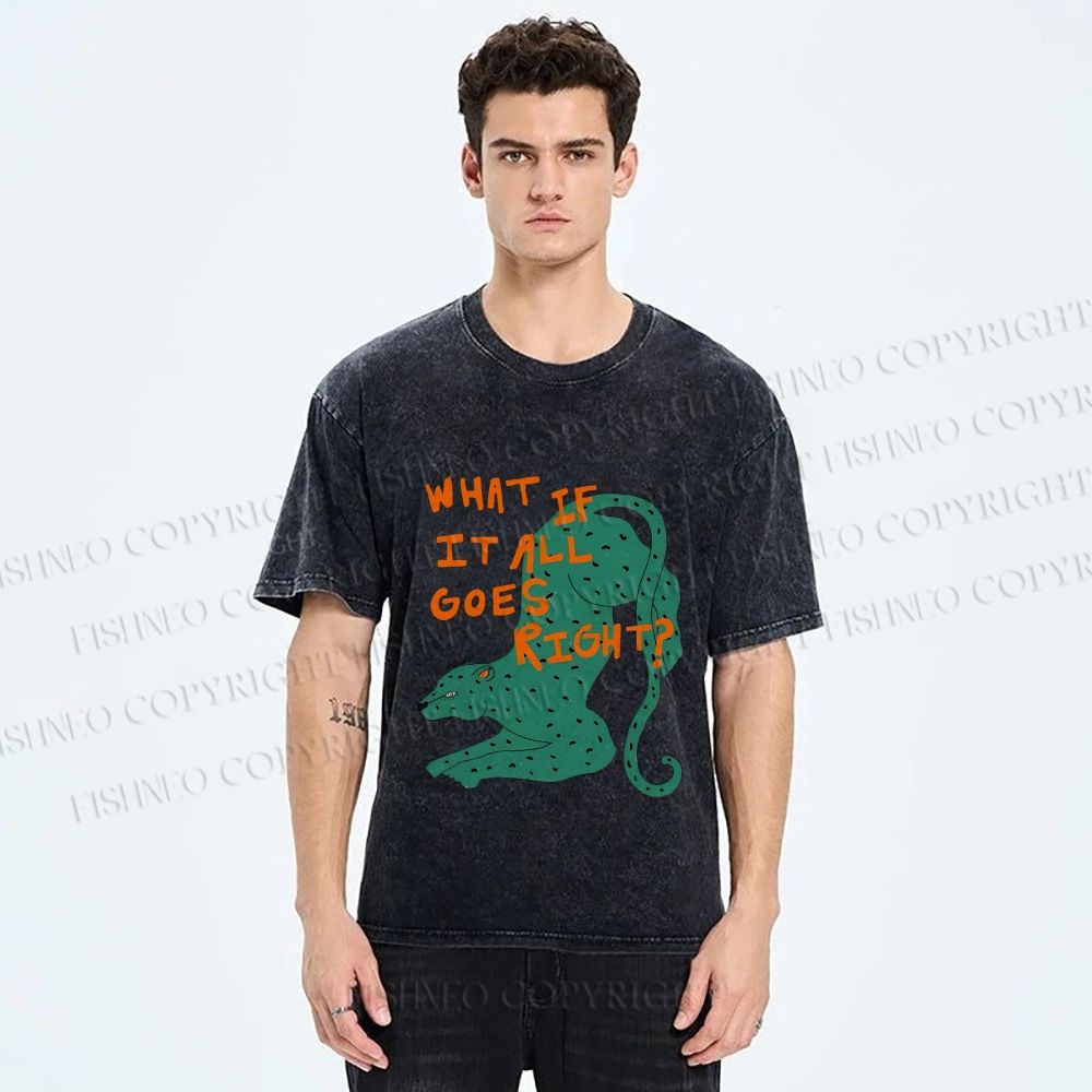 Unisex What if it all goes right Vintage Leopard Printed Washed Tee