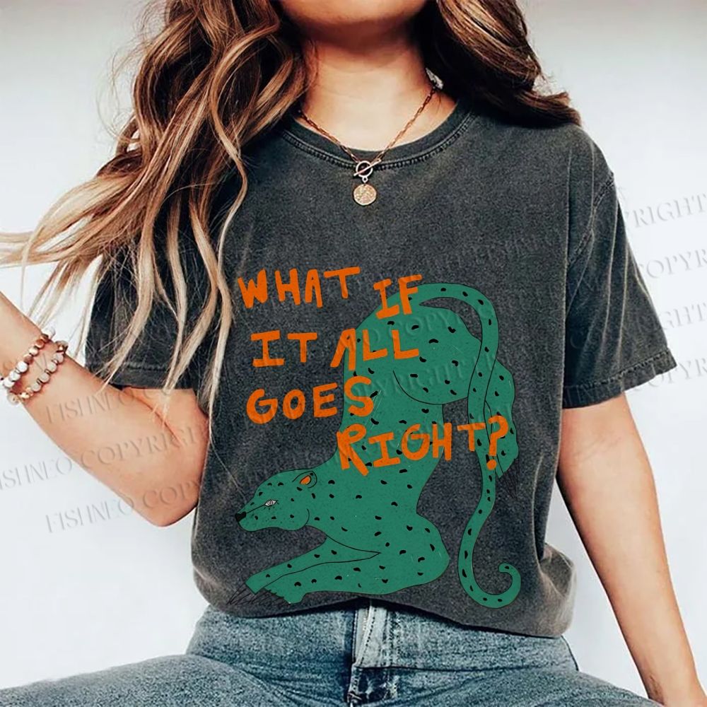Unisex What if it all goes right Vintage Leopard Printed Washed Tee