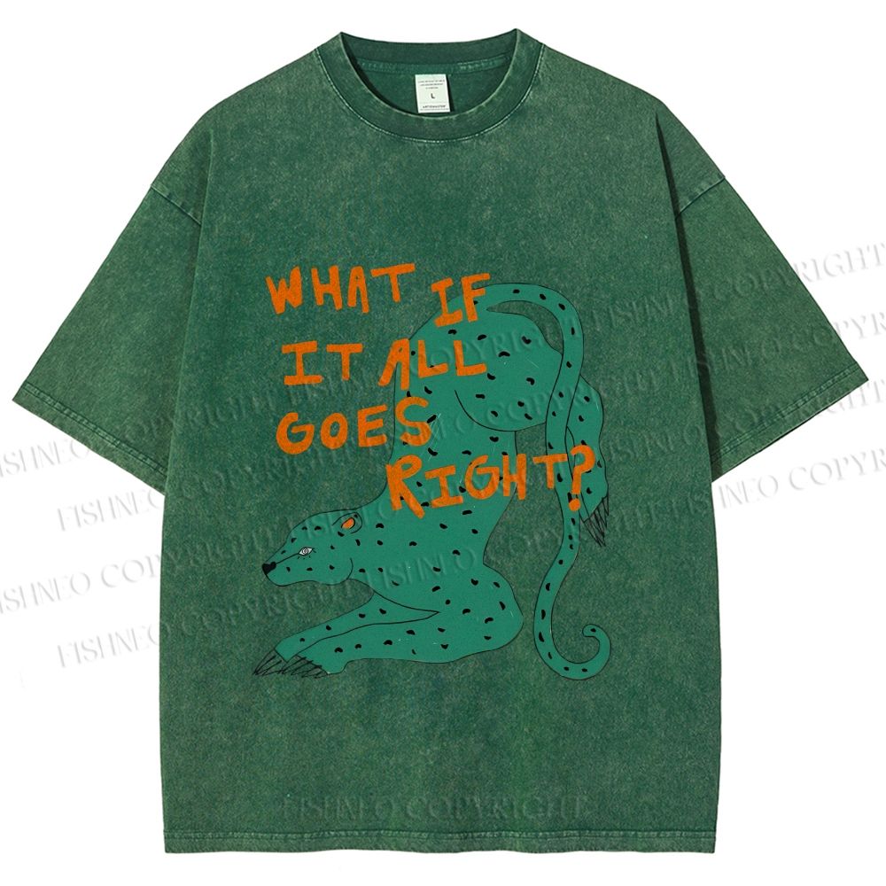 Unisex What if it all goes right Vintage Leopard Printed Washed Tee