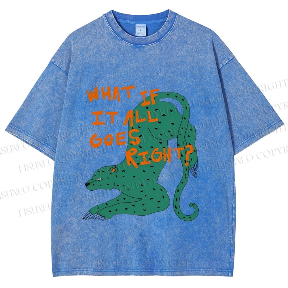 Unisex What if it all goes right Vintage Leopard Printed Washed Tee