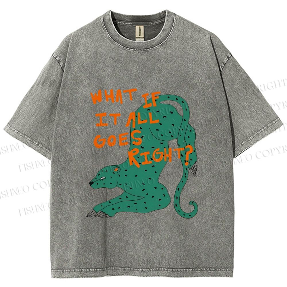 Unisex What if it all goes right Vintage Leopard Printed Washed Tee