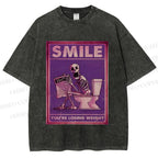 Unisex Losing Weight Skull Printed Washed Tee