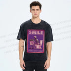 Unisex Losing Weight Skull Printed Washed Tee