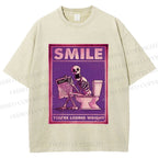 Unisex Losing Weight Skull Printed Washed Tee