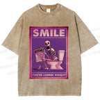 Unisex Losing Weight Skull Printed Washed Tee