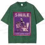 Unisex Losing Weight Skull Printed Washed Tee