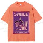 Unisex Losing Weight Skull Printed Washed Tee