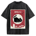 Kawaii Cute Cat Vintage Washed T-shirt