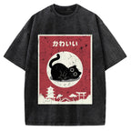 Kawaii Cute Cat Vintage Washed T-shirt