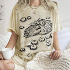 Unisex Vintage Chilling Capybara Printed Washed Tee