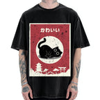 Kawaii Cute Cat Vintage Washed T-shirt
