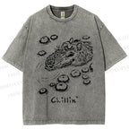 Unisex Vintage Chilling Capybara Printed Washed Tee
