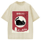 Kawaii Cute Cat Vintage Washed T-shirt