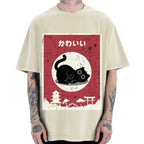 Kawaii Cute Cat Vintage Washed T-shirt