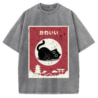Kawaii Cute Cat Vintage Washed T-shirt