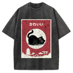 Kawaii Cute Cat Vintage Washed T-shirt