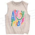 Unisex Angry Pride Printed Washed Tank Top