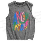 Unisex Angry Pride Printed Washed Tank Top