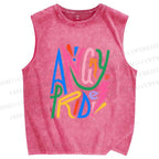 Unisex Angry Pride Printed Washed Tank Top