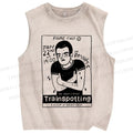 Unisex Trainsppotting Graffiti Printed Washed Tank Top