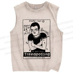 Unisex Trainsppotting Graffiti Printed Washed Tank Top