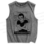 Unisex Trainsppotting Graffiti Printed Washed Tank Top