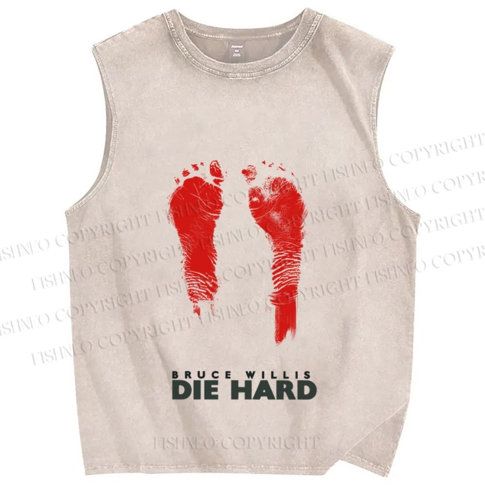 Unisex Die Hard Printed Washed Tank Top