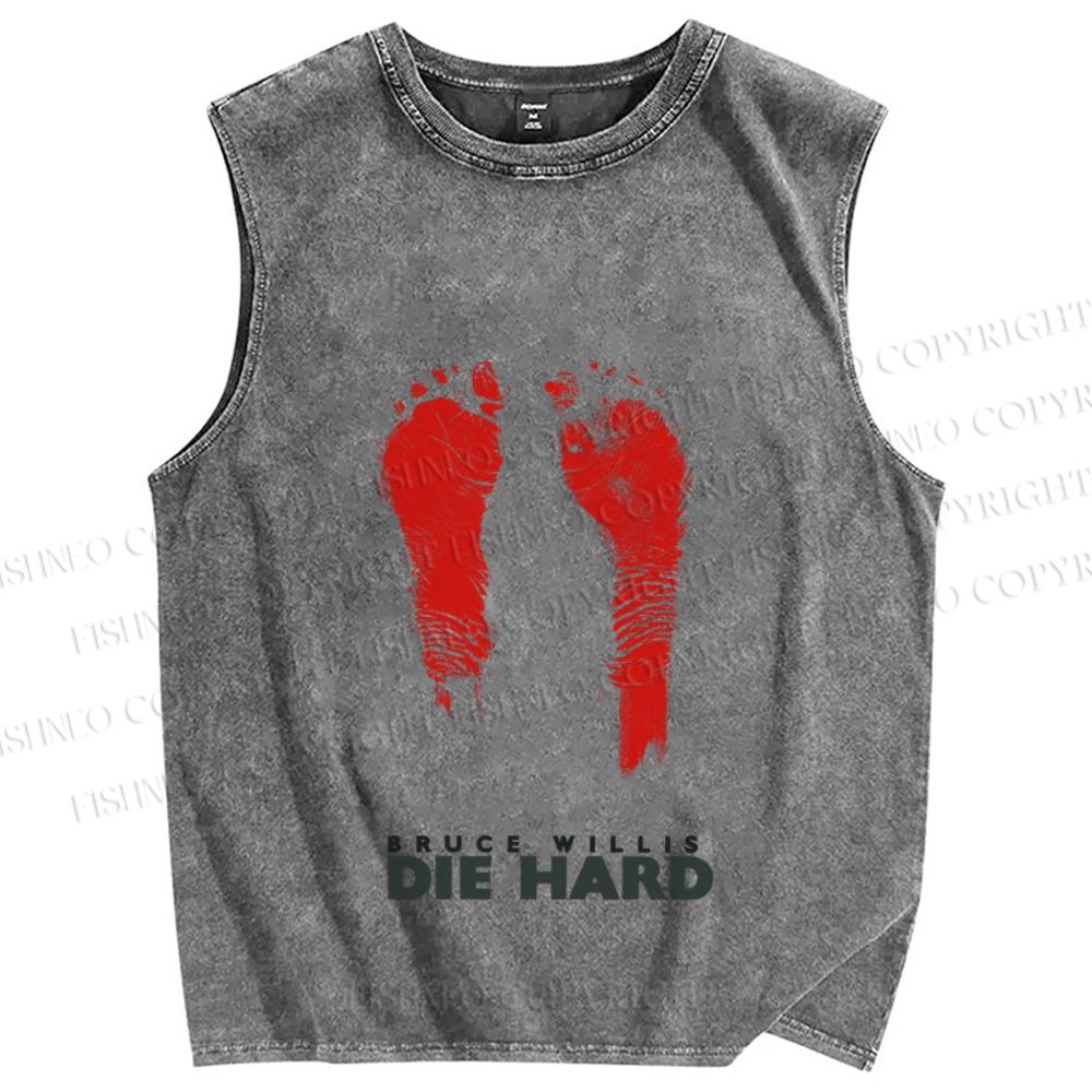 Unisex Die Hard Printed Washed Tank Top