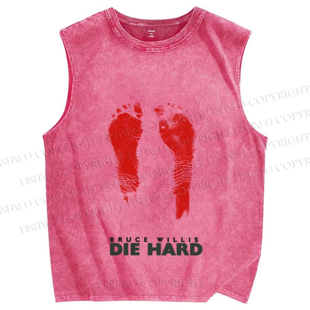Unisex Die Hard Printed Washed Tank Top