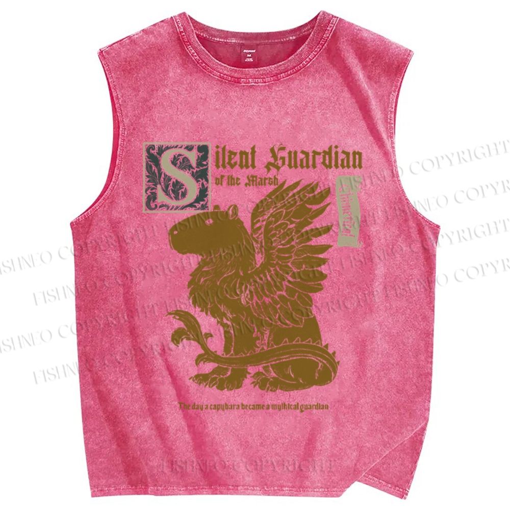 Unisex Vintage Capybara Printed Washed Tank Top