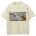 Unisex The Creation of Cat Printed Washed Tee