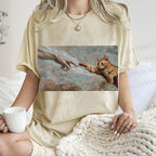 Unisex The Creation of Cat Printed Washed Tee