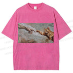 Unisex The Creation of Cat Printed Washed Tee