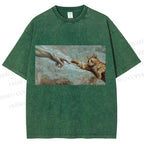 Unisex The Creation of Cat Printed Washed Tee