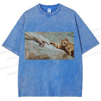 Unisex The Creation of Cat Printed Washed Tee