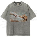 Unisex The Creation of Cat Printed Washed Tee